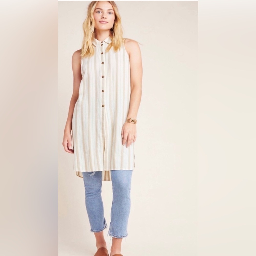 Anthropologie Delphine Textured Button Front Tuni… - image 3